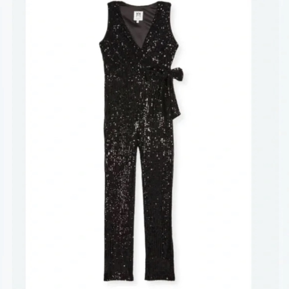 Milly Mini Girls Stretch Micro Sequin Tie Jumpsuit